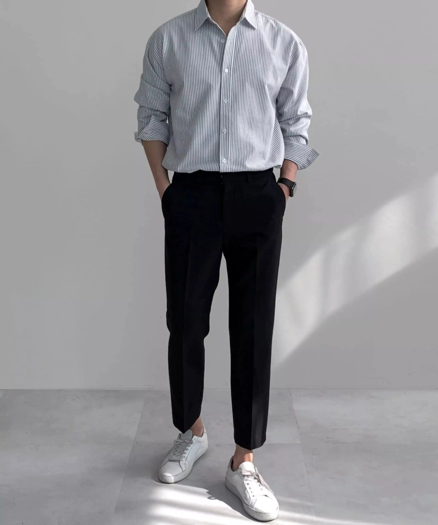 The Osaka Chill Striped Shirt - Oversized Striped Shirt – Blue & White Button Down Alex Shogun Men's Clothes
