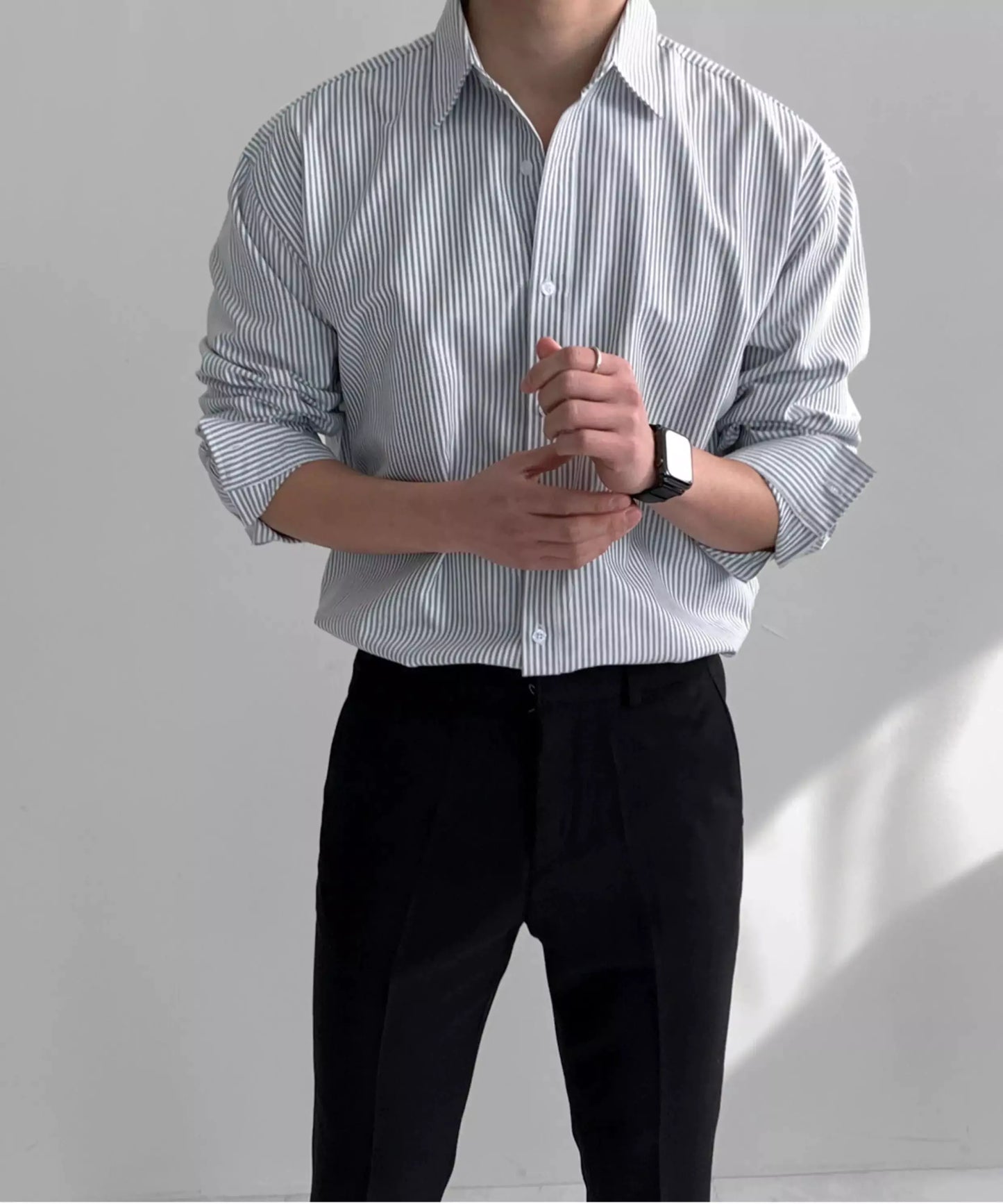 The Osaka Chill Striped Shirt - Oversized Striped Shirt – Blue & White Button Down Alex Shogun Men's Clothes