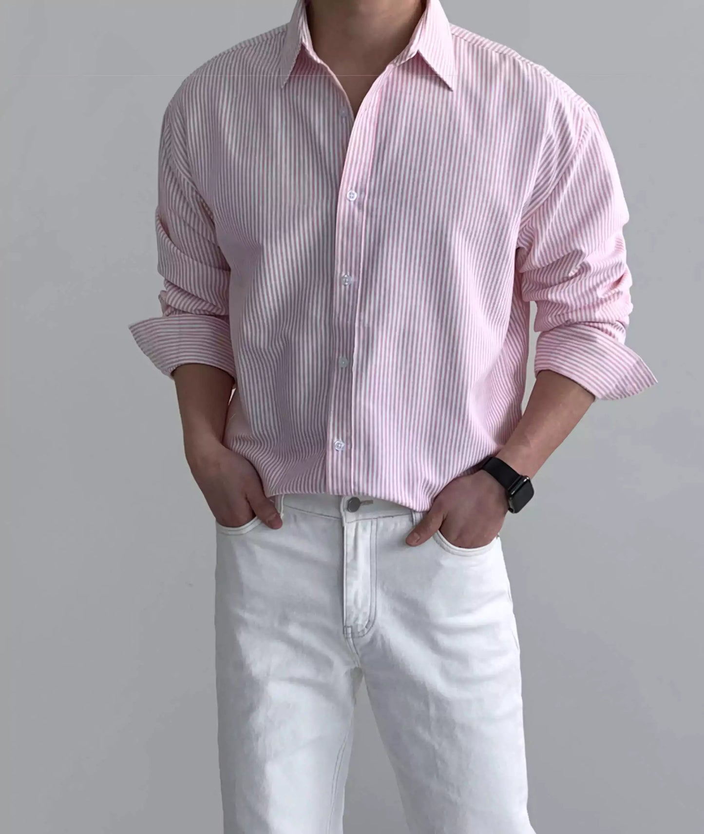 The Osaka Chill Striped Shirt - Oversized Striped Shirt – Blue & White Button Down Alex Shogun Men's Clothes