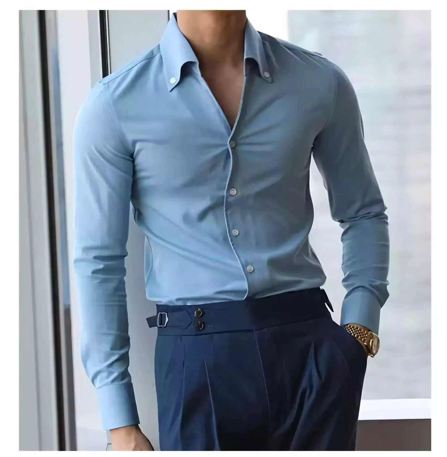 The Sartorial Italian Collar Shirt - Italian Collar Shirt: Slim Fit, Wrinkle-Free, Luxury Menswear Alex Shogun Men's Clothes