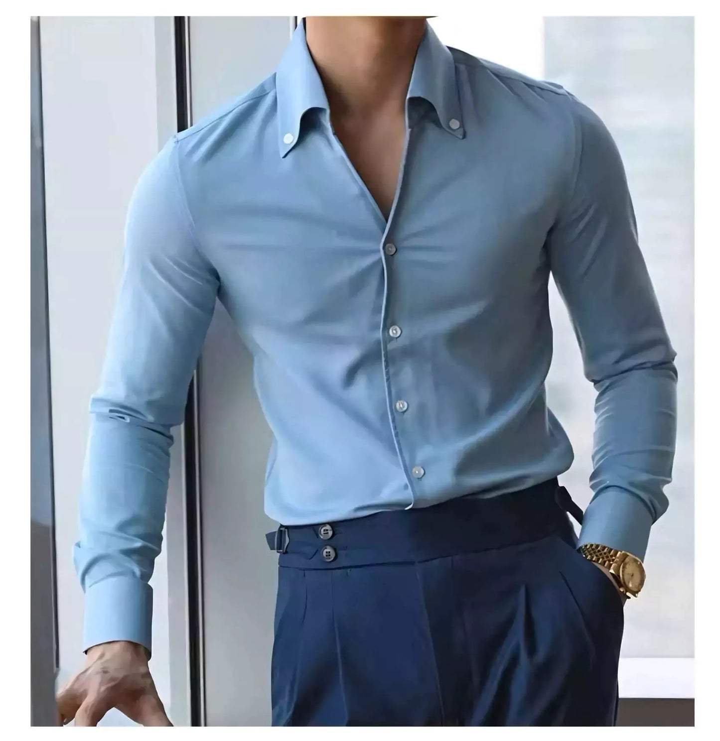 The Sartorial Italian Collar Shirt - Italian Collar Shirt: Slim Fit, Wrinkle-Free, Luxury Menswear Alex Shogun Men's Clothes