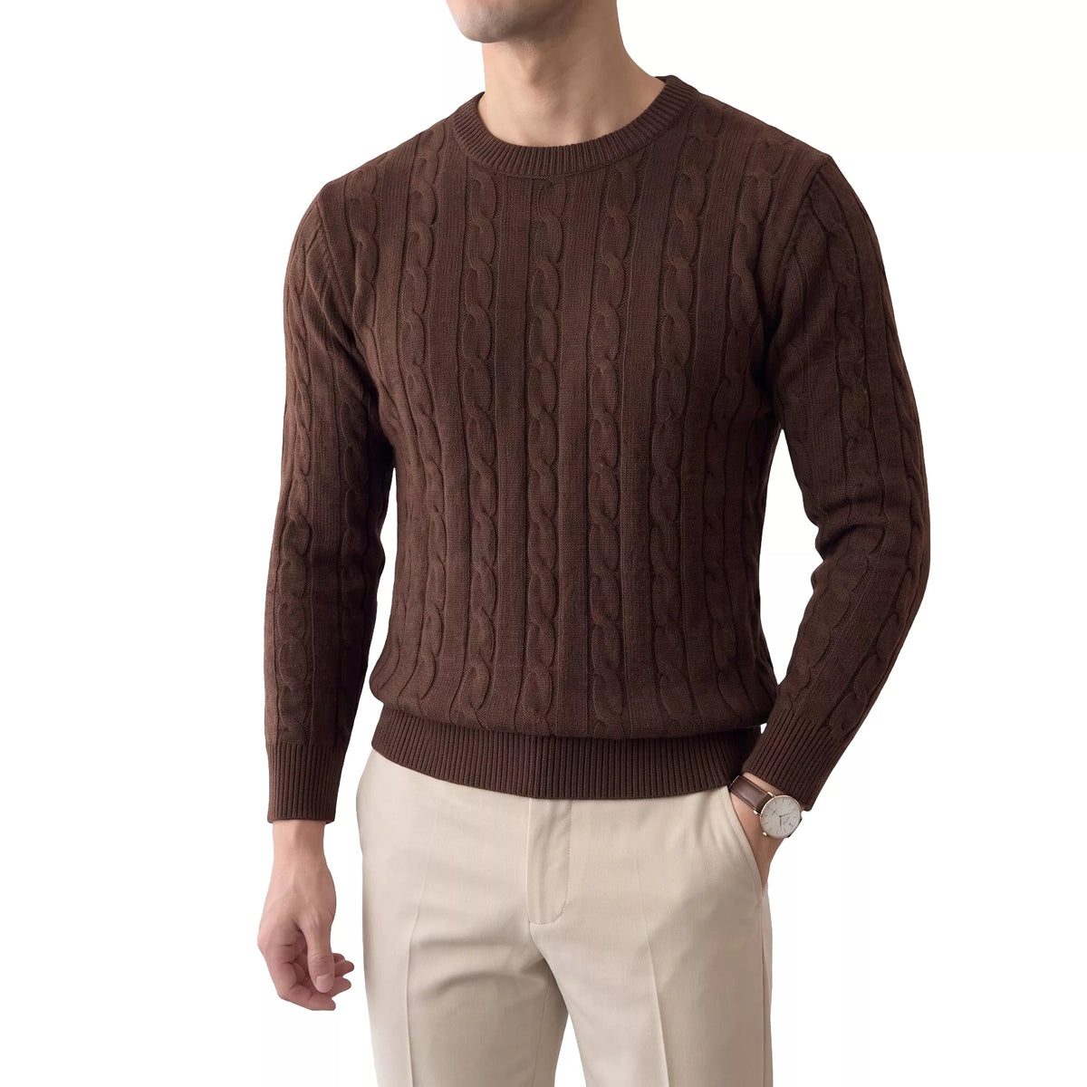 Cable Knit Crew-Neck Sweater