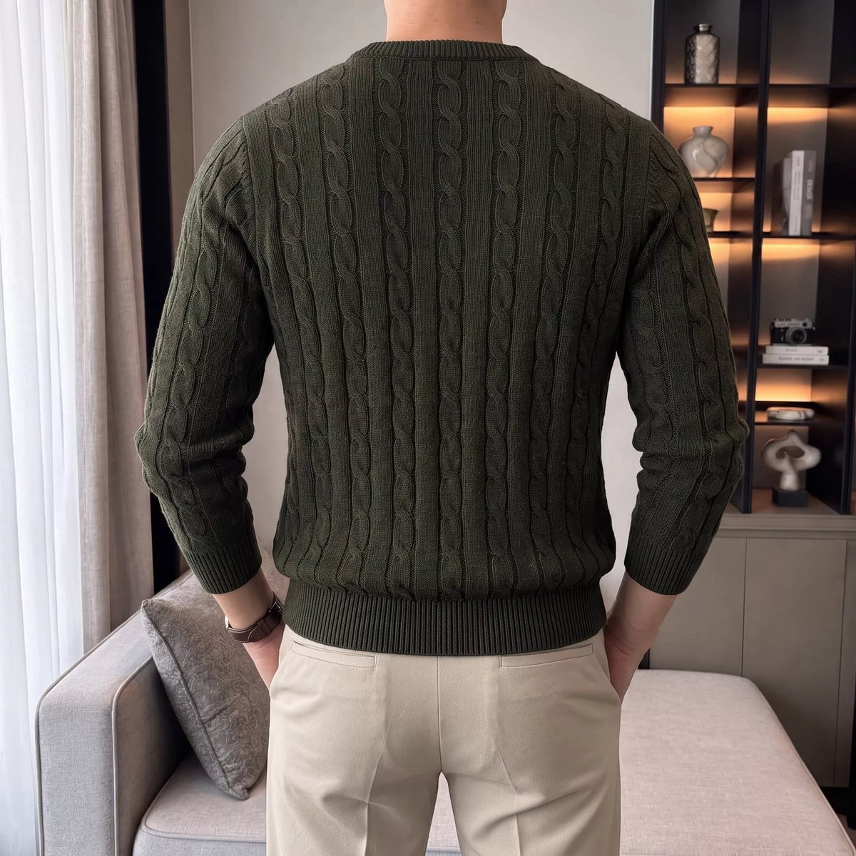 Cable Knit Crew-Neck Sweater