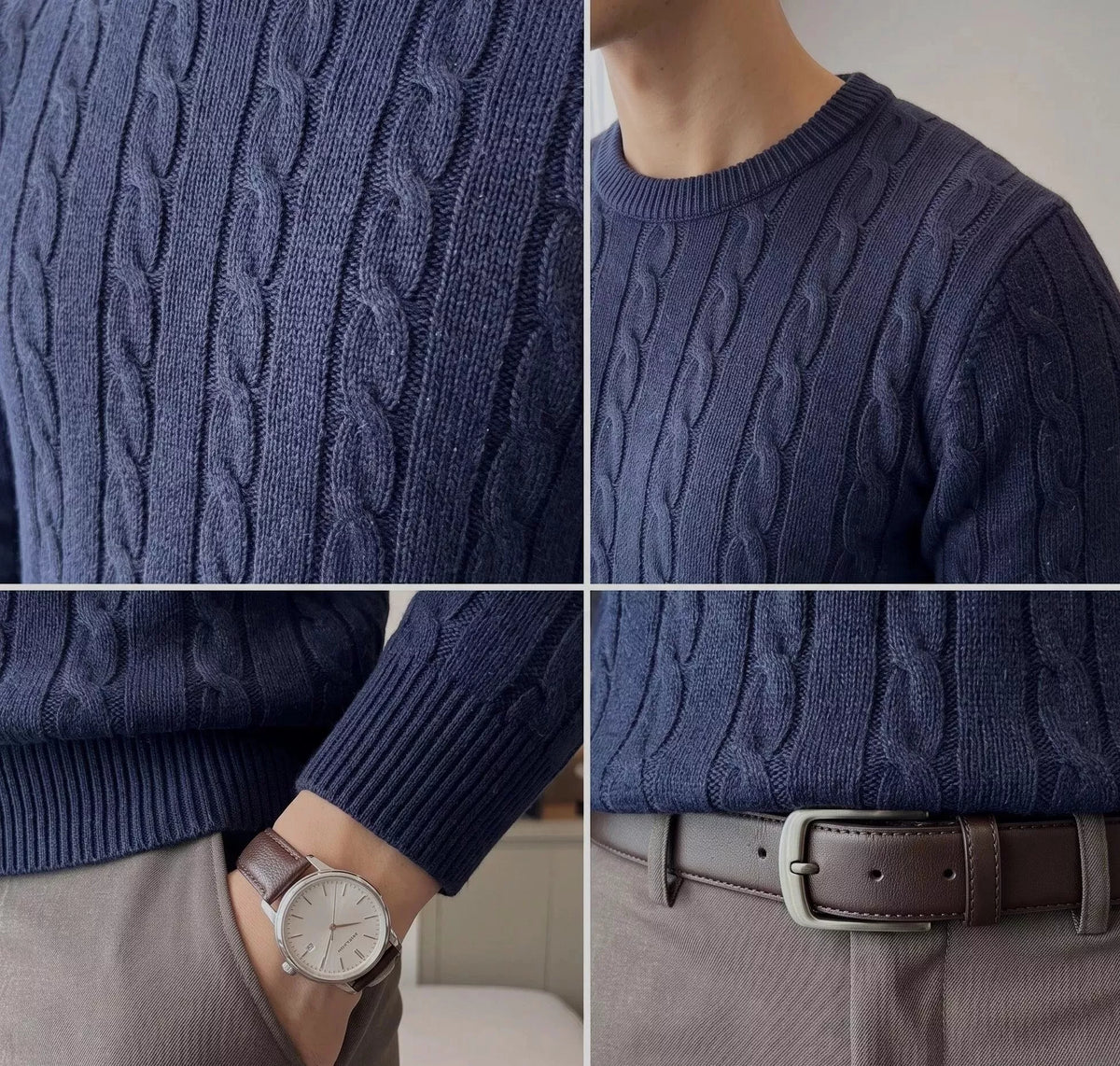 Cable Knit Crew-Neck Sweater