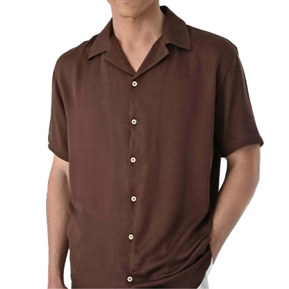 Short-Sleeved Shirt -  #  shirt Men's Brown Short Sleeve Shirt: Breathable Casual to Dressy Old Money  