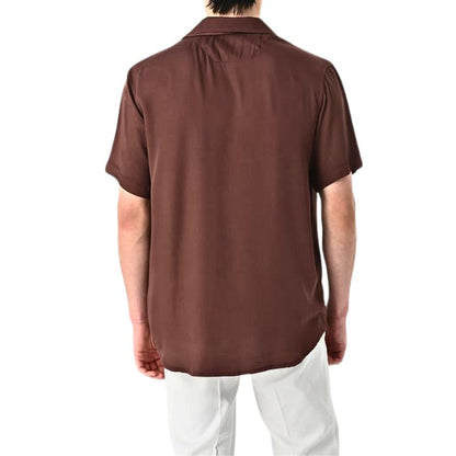 Short-Sleeved Shirt -  #  shirt Men's Brown Short Sleeve Shirt: Breathable Casual to Dressy Old Money  