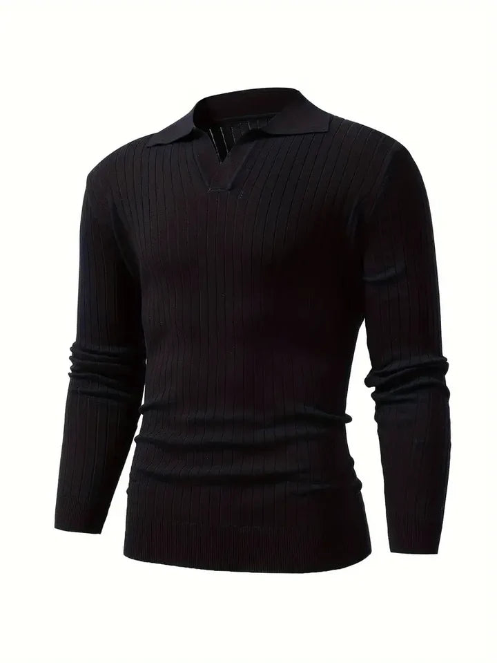 Men's Long-Sleeve Jacquard Knit Top: Elevate Your Everyday Look