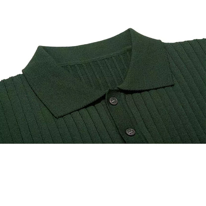 Old World Vintage Knit Polo Shirt - Old World Vintage Knit Polo Shirt Alex Shogun Men's Clothes