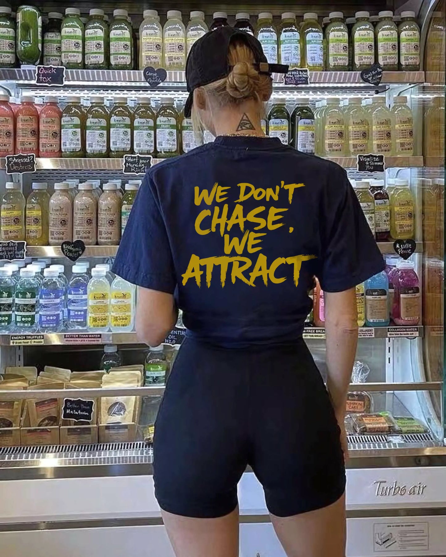 Statement Tee – "We Don’t Chase. We Attract" - Motivational Tee Shirts Oversized Tees - Elevate Your Style Today! Alex Shogun Men's Clothes