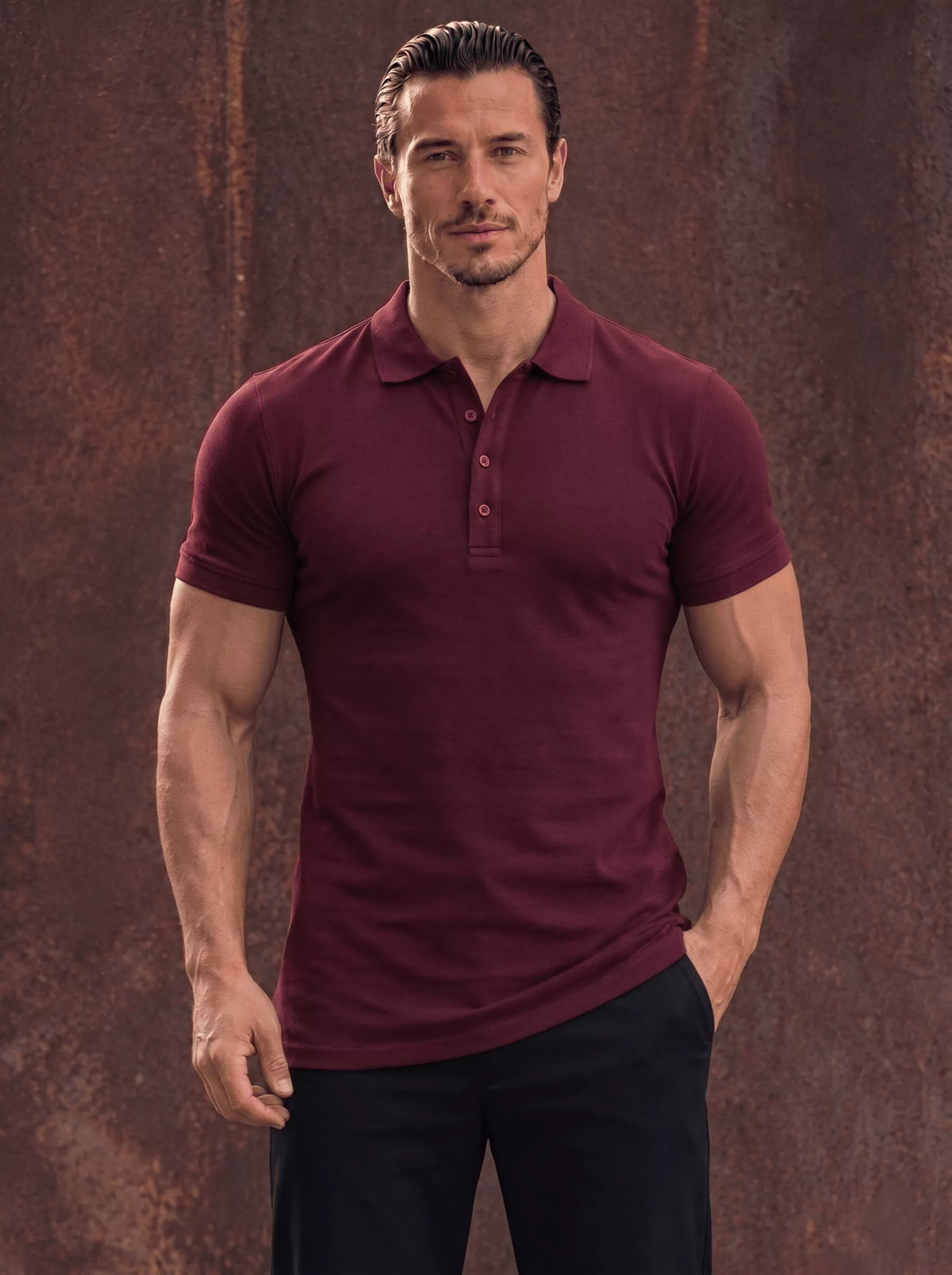Cotton Polo Shirt with 4 Buttons – Tailored Fit