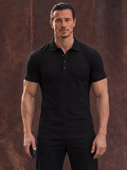 Cotton Polo Shirt with 4 Buttons – Tailored Fit