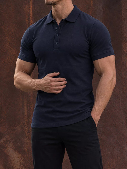 Cotton Polo Shirt with 4 Buttons – Tailored Fit