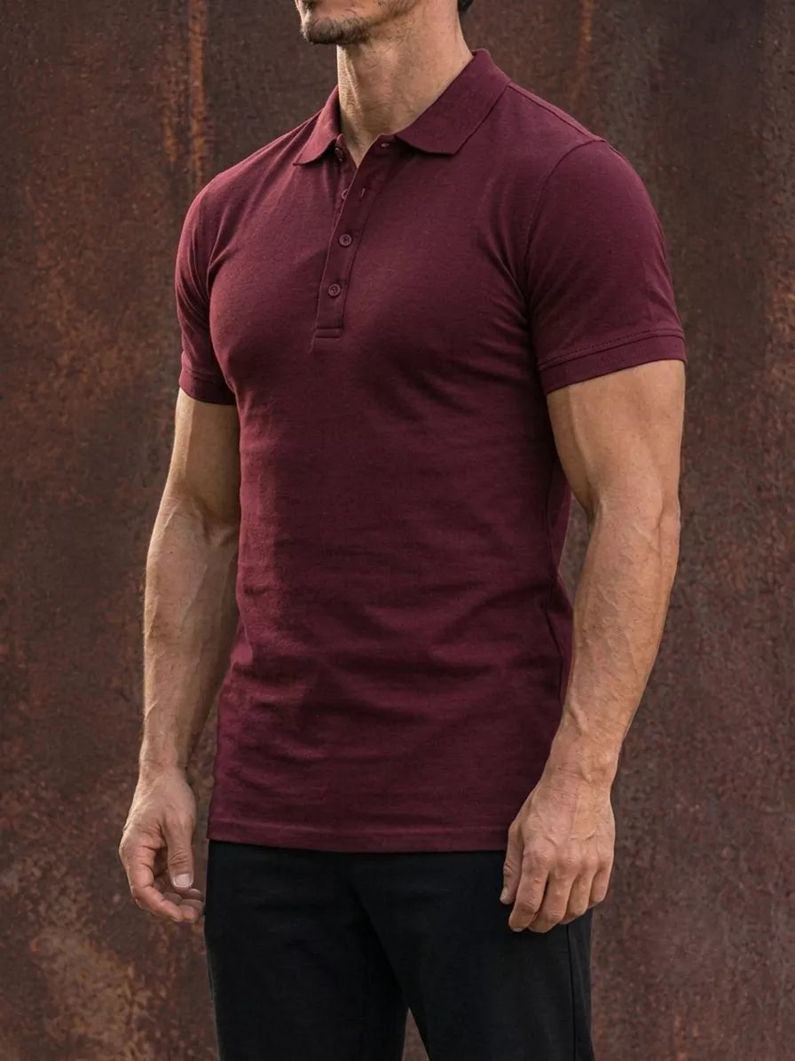 Cotton Polo Shirt with 4 Buttons – Tailored Fit