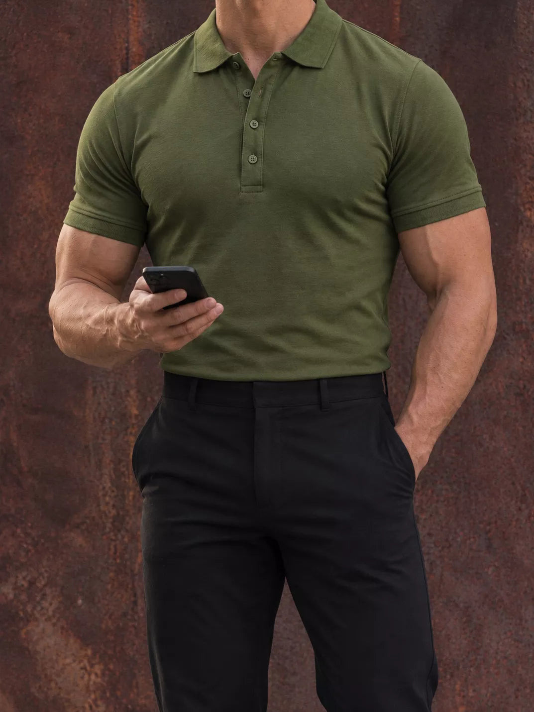 Cotton Polo Shirt with 4 Buttons – Tailored Fit