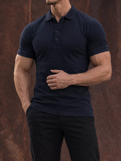 Cotton Polo Shirt with 4 Buttons – Tailored Fit