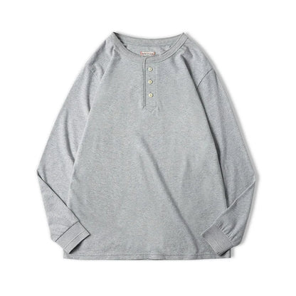 Alex Shogun Henley Long-Sleeve Tee - Alex Shogun Men's Henley Long Sleeve T-Shirt - Cotton, Ivory Buttons Alex Shogun Men's Clothes