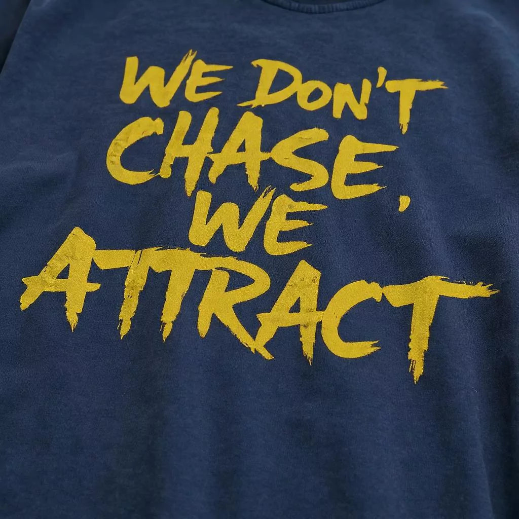 Statement Tee – "We Don’t Chase. We Attract" - Motivational Tee Shirts Oversized Tees - Elevate Your Style Today! Alex Shogun Men's Clothes