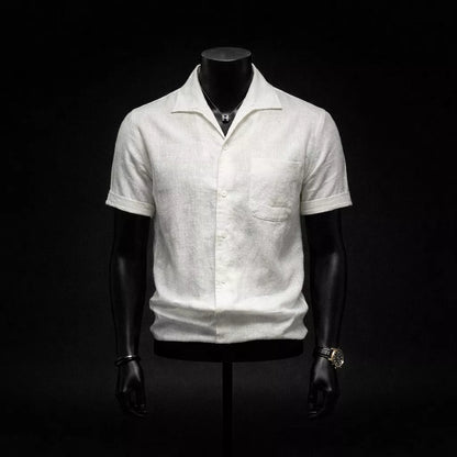 Arc-Collar Short-Sleeve Shirt - Men's Linen Short Sleeve Shirt | Arc Collar Button Up | Alex Shogun Alex Shogun Men's Clothes