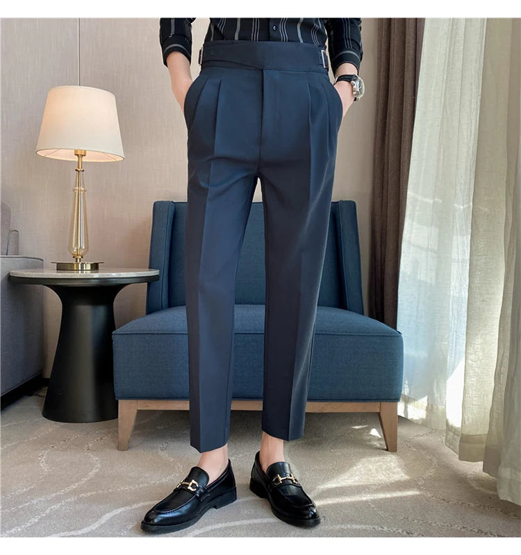 Belgravia Tailored Trousers - Shop Stylish Mens High-Waisted Trousers (Belted) | Men's Formal Pants Alex Shogun Men's Clothes
