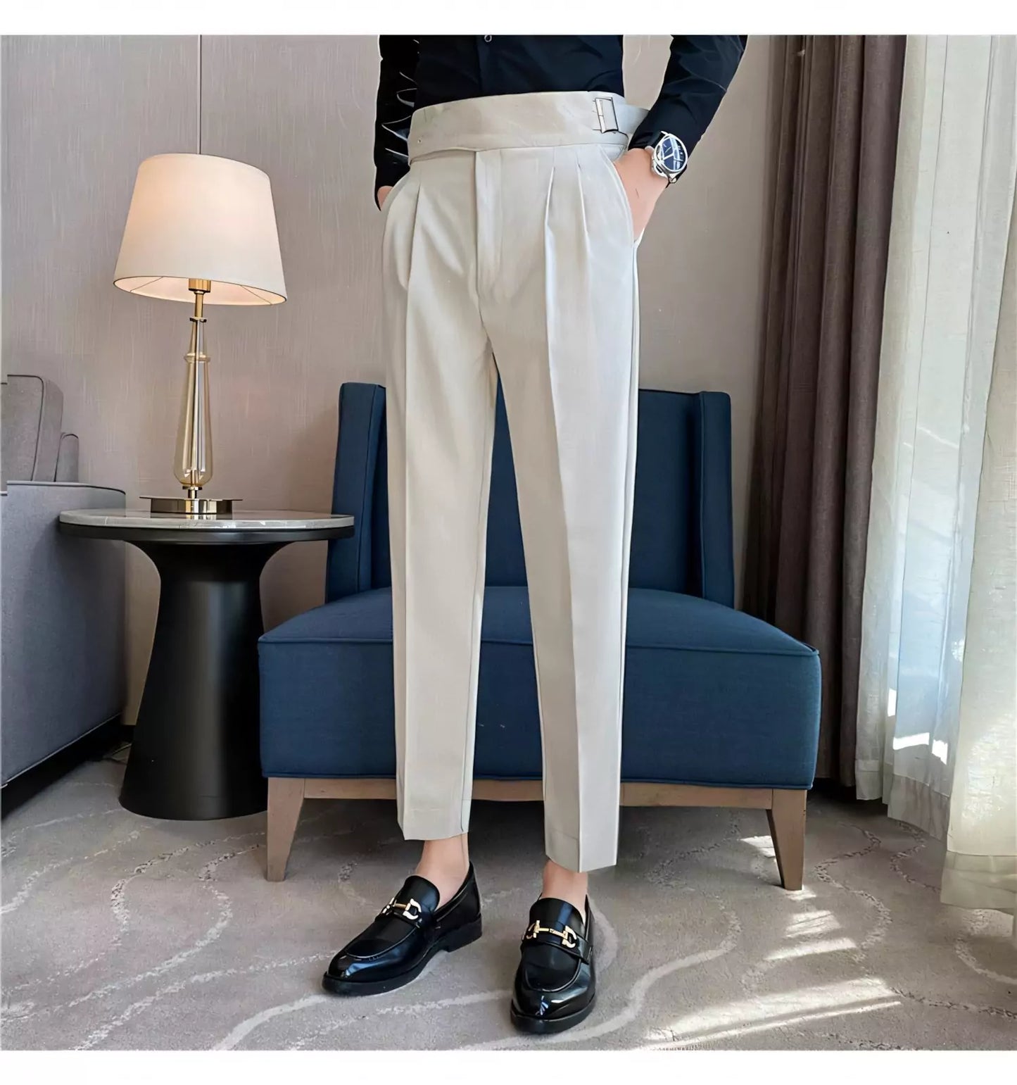 Belgravia Tailored Trousers - Shop Stylish Mens High-Waisted Trousers (Belted) | Men's Formal Pants Alex Shogun Men's Clothes