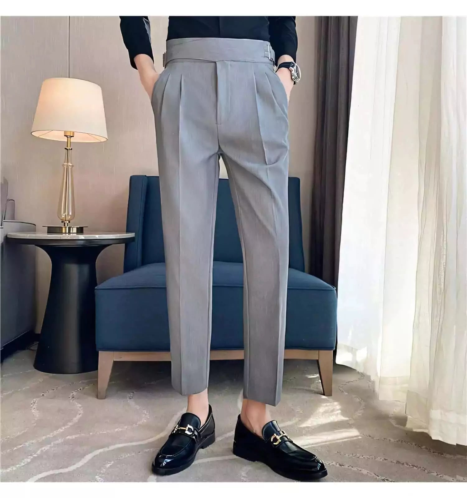 Belgravia Tailored Trousers - Shop Stylish Mens High-Waisted Trousers (Belted) | Men's Formal Pants Alex Shogun Men's Clothes