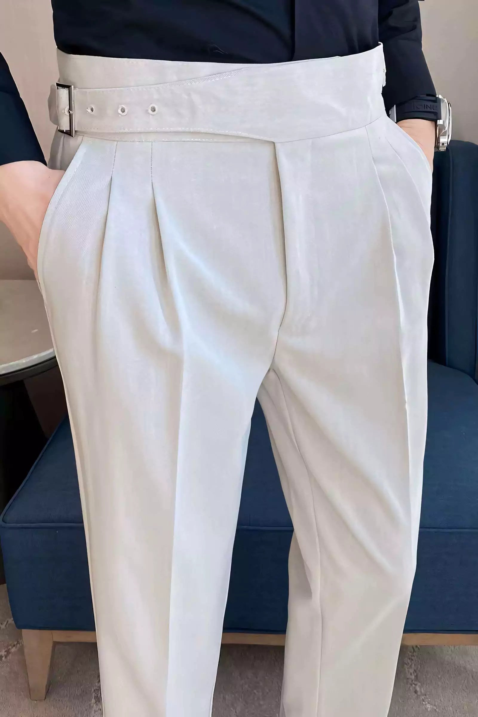 Belgravia Tailored Trousers - Shop Stylish Mens High-Waisted Trousers (Belted) | Men's Formal Pants Alex Shogun Men's Clothes