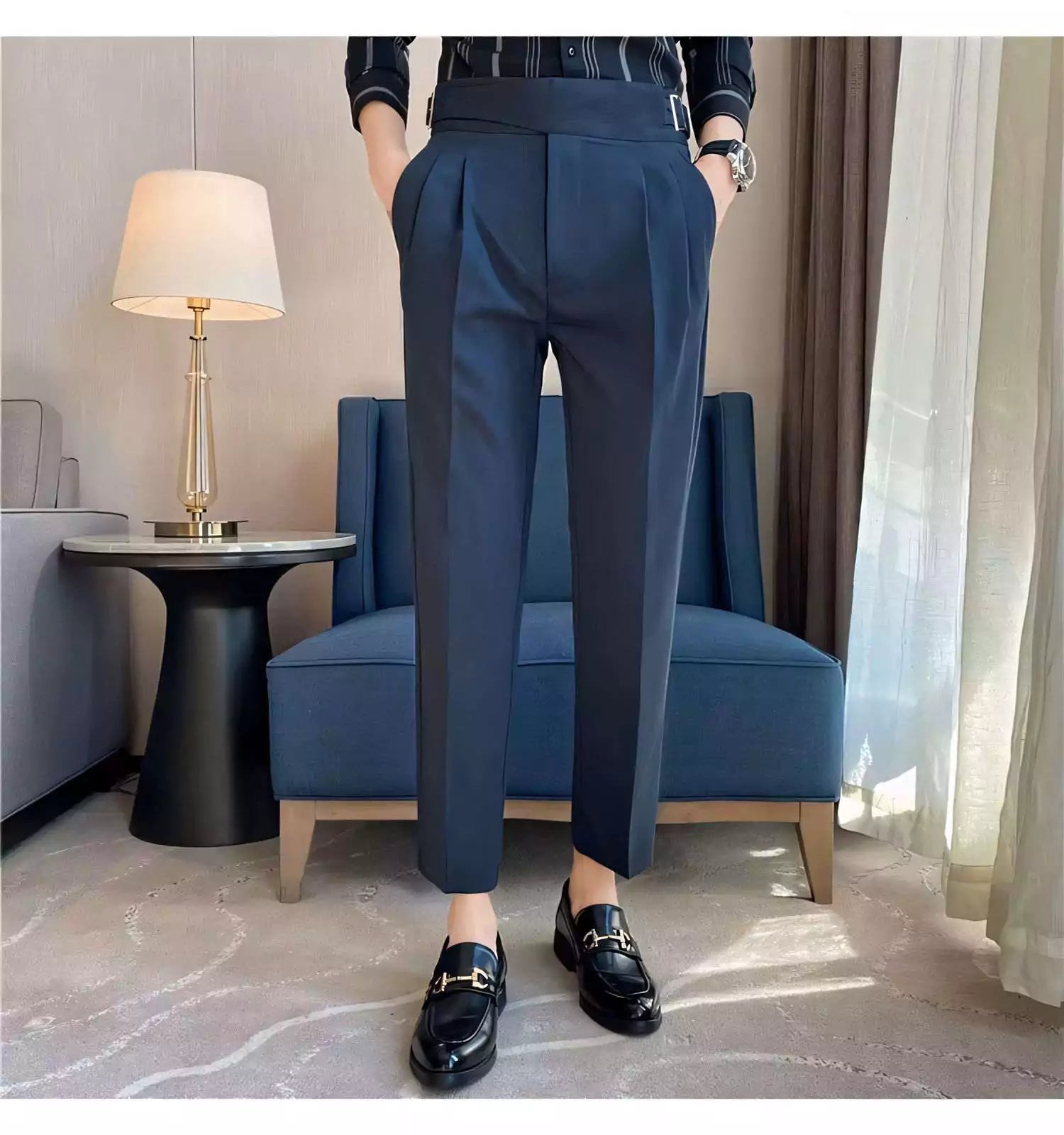 Belgravia Tailored Trousers - Shop Stylish Mens High-Waisted Trousers (Belted) | Men's Formal Pants Alex Shogun Men's Clothes