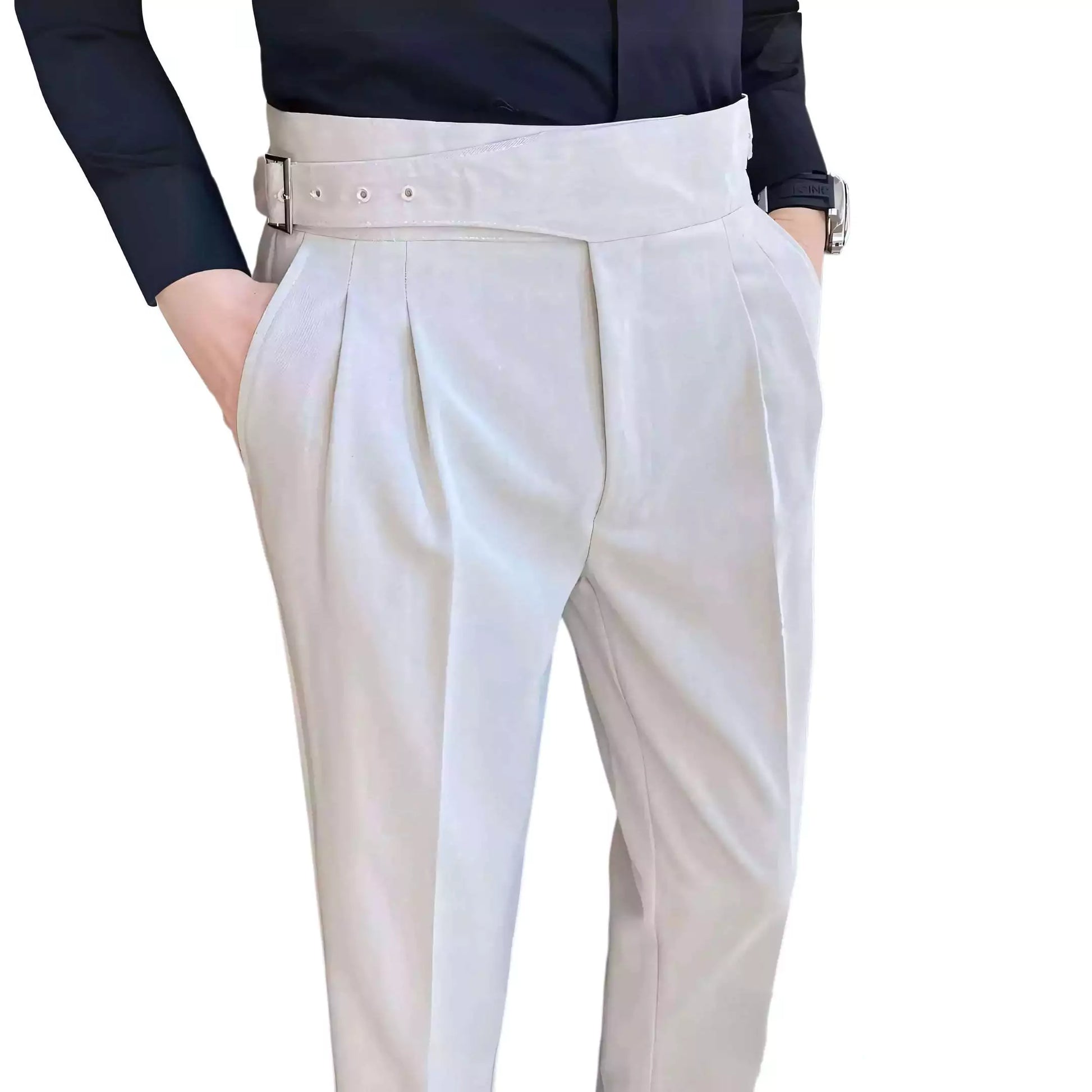 Belgravia Tailored Trousers - Shop Stylish Mens High-Waisted Trousers (Belted) | Men's Formal Pants Alex Shogun Men's Clothes