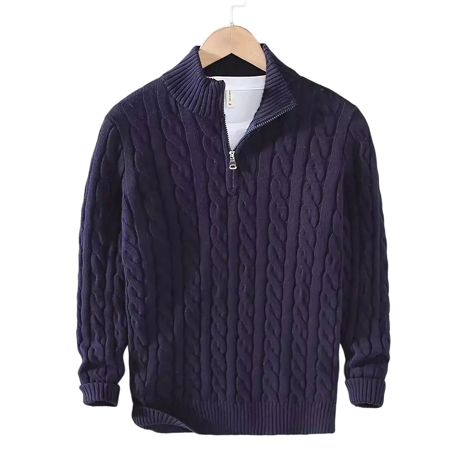 Cable Knit Quarter-Zip Sweater - Men's Cable Knit Quarter Zip | Classic Masculine | Alex Shogun Alex Shogun Men's Clothes