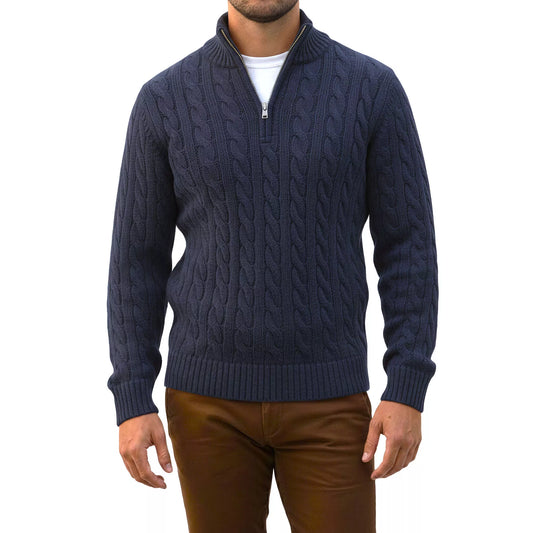 Cable Knit Quarter-Zip Sweater - Cable Knit Quarter-Zip Sweater Alex Shogun Men's Clothes