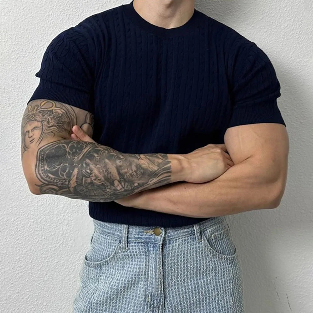 Cable Knit Tee - Alex Shogun Men's Clothes