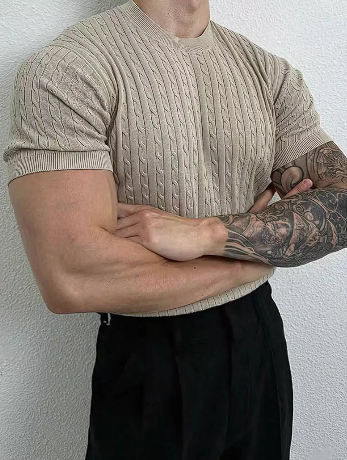 Cable Knit Tee - Cable Knit Tee Alex Shogun Men's Clothes