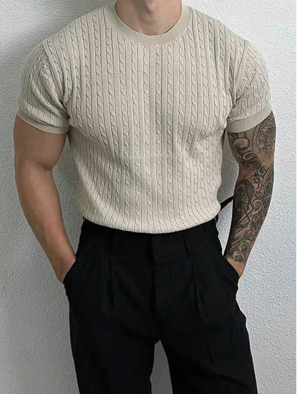 Cable Knit Tee - Cable Knit Tee Alex Shogun Men's Clothes