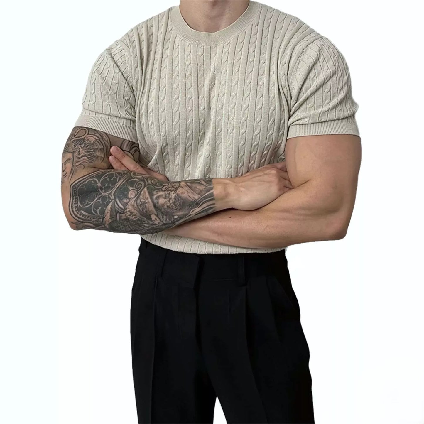 Cable Knit Tee - Cable Knit Tee Alex Shogun Men's Clothes