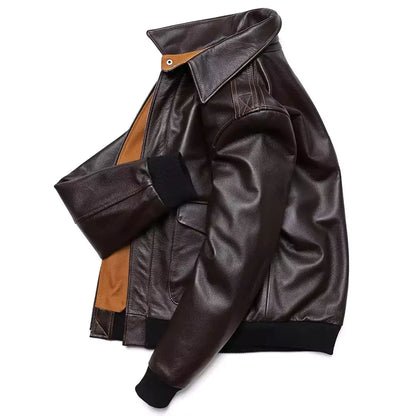 Classic A-2 Style Leather Bomber Jacket - Classic A-2 Leather Bomber Jacket for Men | Stylish & Durable Alex Shogun Men's Clothes