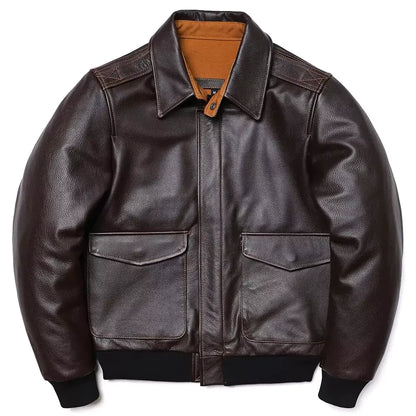 Classic A-2 Style Leather Bomber Jacket - Classic A-2 Leather Bomber Jacket for Men | Stylish & Durable Alex Shogun Men's Clothes
