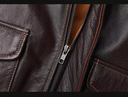 Classic A-2 Style Leather Bomber Jacket - Classic A-2 Leather Bomber Jacket for Men | Stylish & Durable Alex Shogun Men's Clothes