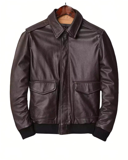 Classic A-2 Style Leather Bomber Jacket - Classic A-2 Leather Bomber Jacket for Men | Stylish & Durable Alex Shogun Men's Clothes