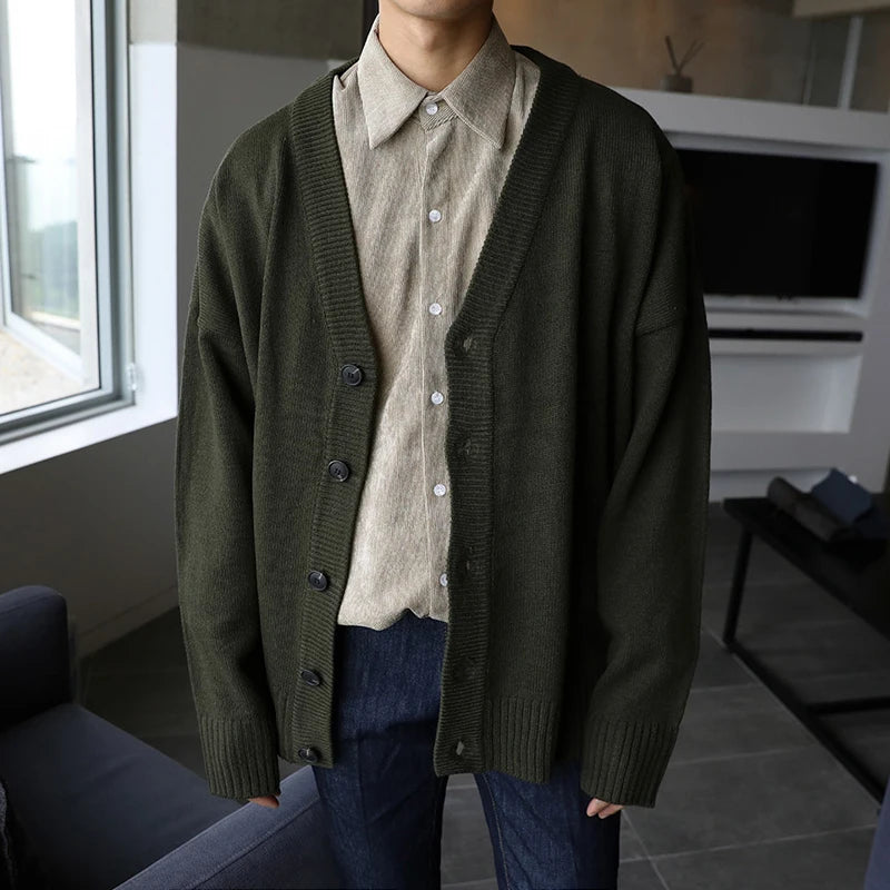 Classic Knitted Cardigan - Classic Oversized Cardigan: Timeless Knit for Spring & Autumn Comfort Alex Shogun Men's Clothes