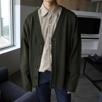 Classic Knitted Cardigan - Classic Oversized Cardigan: Timeless Knit for Spring & Autumn Comfort Alex Shogun Men's Clothes