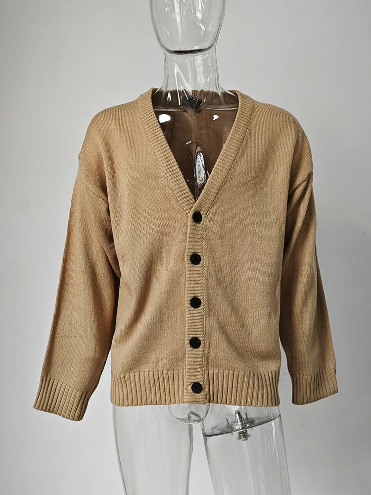 Classic Knitted Cardigan - Classic Oversized Cardigan: Timeless Knit for Spring & Autumn Comfort Alex Shogun Men's Clothes