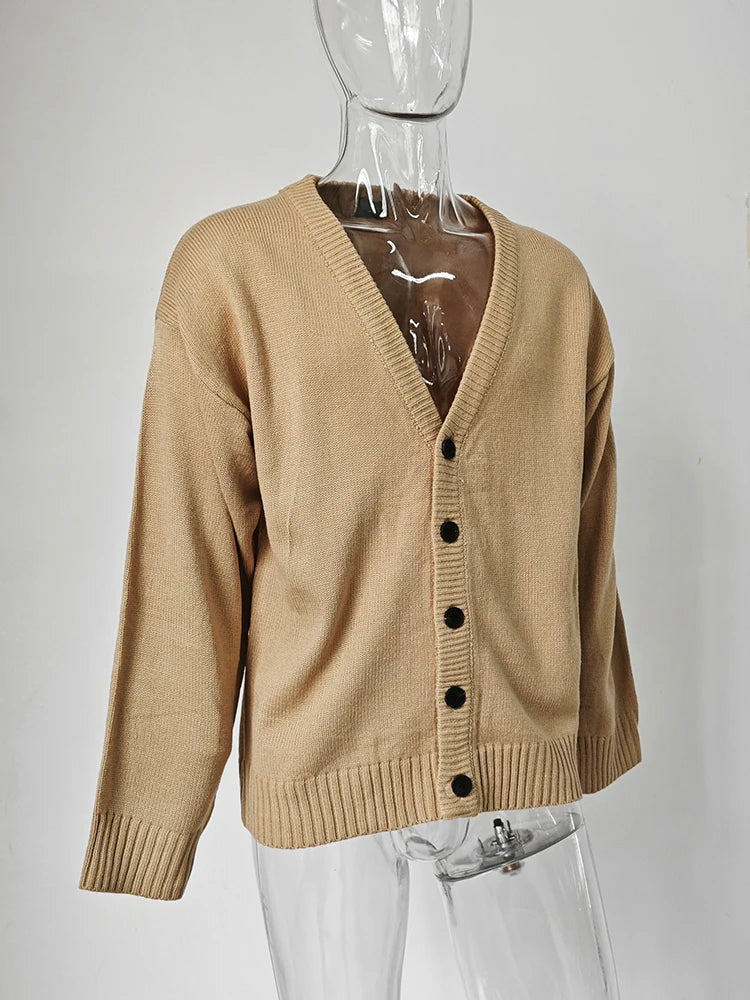 Classic Knitted Cardigan - Classic Oversized Cardigan: Timeless Knit for Spring & Autumn Comfort Alex Shogun Men's Clothes