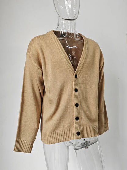 Classic Knitted Cardigan - Classic Oversized Cardigan: Timeless Knit for Spring & Autumn Comfort Alex Shogun Men's Clothes