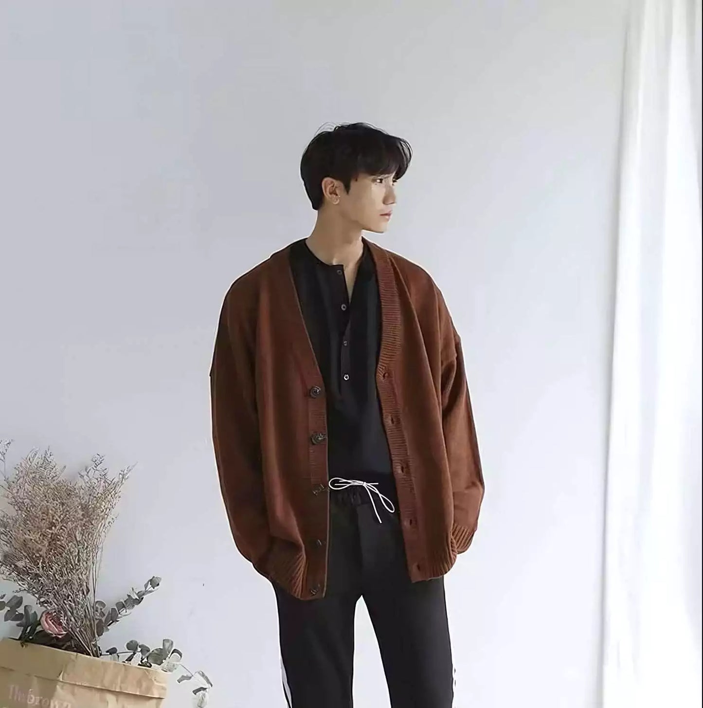 Classic Knitted Cardigan - Classic Oversized Cardigan: Timeless Knit for Spring & Autumn Comfort Alex Shogun Men's Clothes