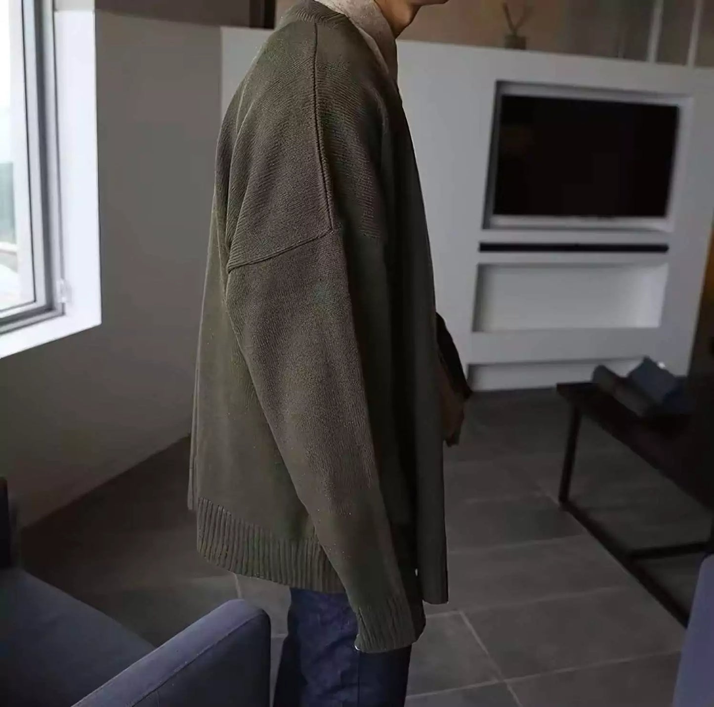 Classic Knitted Cardigan - Classic Oversized Cardigan: Timeless Knit for Spring & Autumn Comfort Alex Shogun Men's Clothes