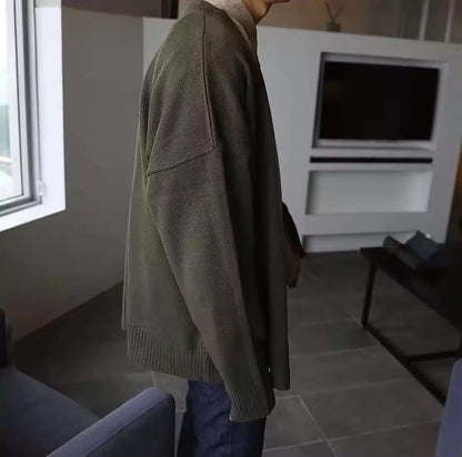 Classic Knitted Cardigan - Classic Oversized Cardigan: Timeless Knit for Spring & Autumn Comfort Alex Shogun Men's Clothes