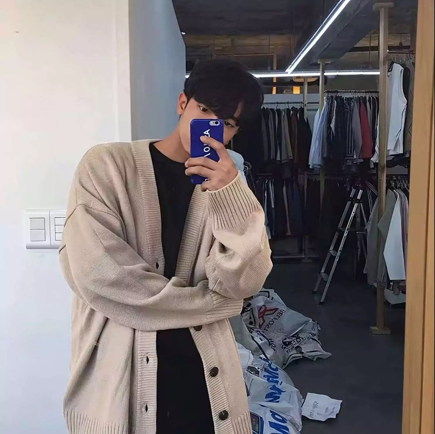 Classic Knitted Cardigan - Classic Oversized Cardigan: Timeless Knit for Spring & Autumn Comfort Alex Shogun Men's Clothes