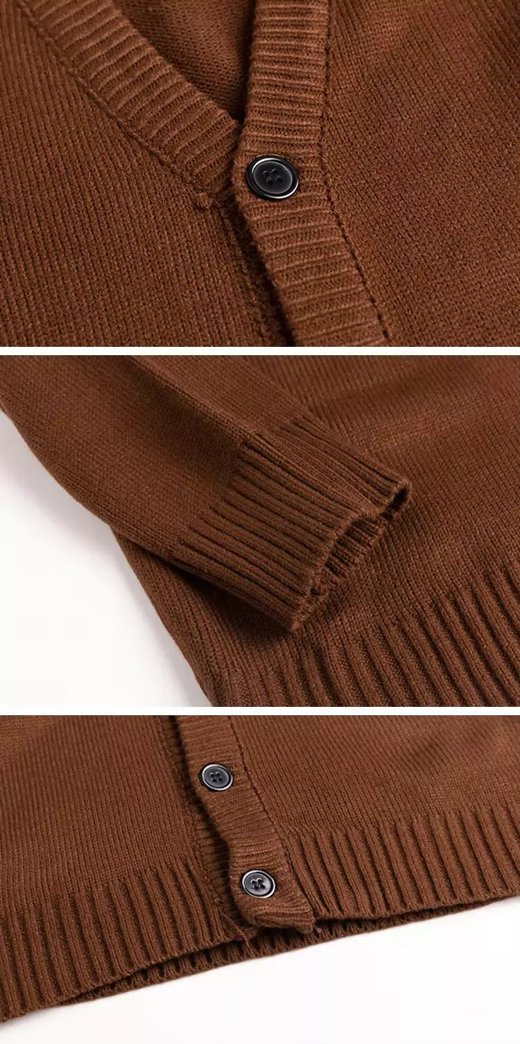 Classic Knitted Cardigan - Classic Oversized Cardigan: Timeless Knit for Spring & Autumn Comfort Alex Shogun Men's Clothes