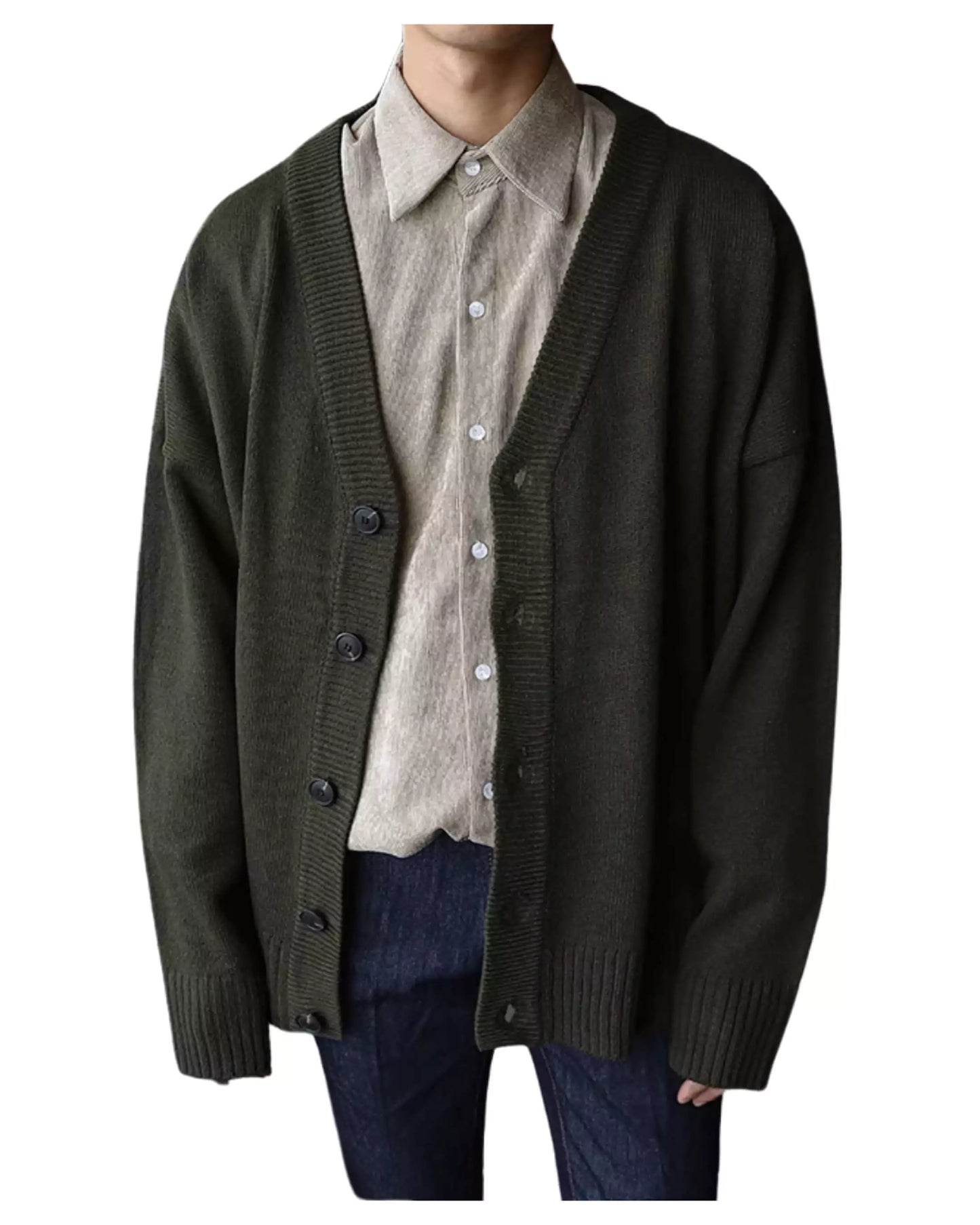 Classic Knitted Cardigan - Classic Oversized Cardigan: Timeless Knit for Spring & Autumn Comfort Alex Shogun Men's Clothes