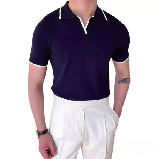 Collar Trim Polo Shirt - Collar Trim Polo Shirt Alex Shogun Men's Clothes